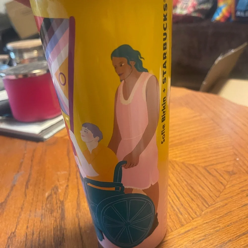 Starbucks Sofie Birkin 2024 Yellow Summer Graphic SS Cold Cup Tumbler